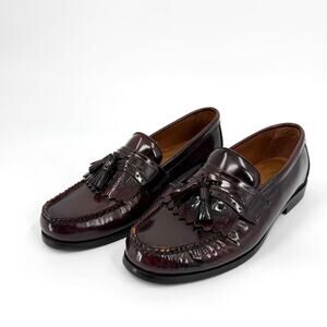 Vintage 90s French Shriner Brown Genuine Leather Tassel Kiltie Beltway Loafers